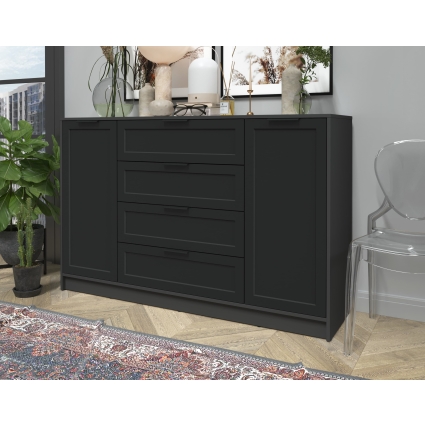 Тумба Тренд КТ-Т160 (Антрацит ЛДСП/ Черный ЛМДФ) Ш1600 В1020 Г451